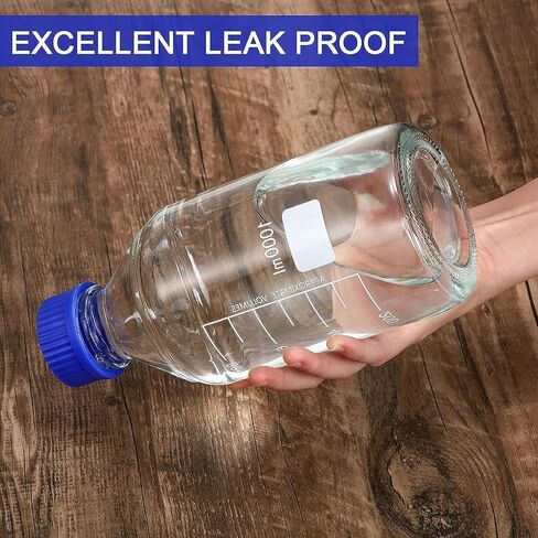 25ml Reagent Media Bottle, Graduated Glass Round Media Storage Bottle with Orange double cover GL45 Screw Cap, Wide Mouth Lab Reagent Bottle, Clear,Pack of 1 in Kuwait
