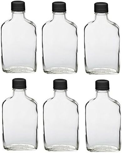 Nakpunar 12 pcs 200 ml Glass Flask Bottles with Black Tamper Evident Cap (12, 200 ml Black) in Kuwait