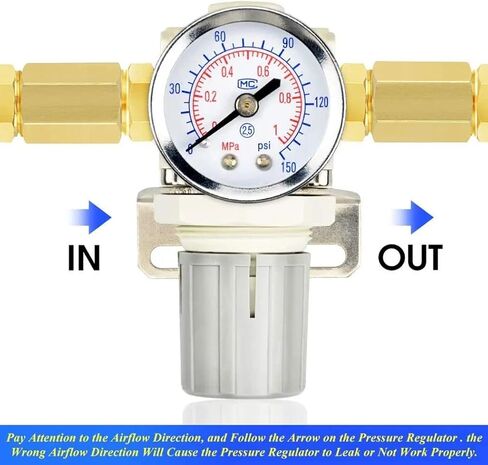 TAILONZ PNEUMATIC 1/4 بوصة NPT ملحقات ضاغط الهواء منظم ضغط لأنظمة الهواء المضغوط AR2000، ضبط من 0 إلى 145 رطل لكل بوصة مربعة in Kuwait