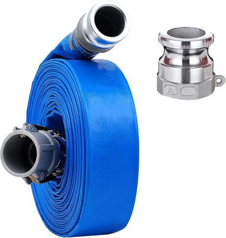 خرطوم الغسيل العكسي لمضخة حمام السباحة مقاس 2 بوصة × 100 قدم مع تركيبات Camlock C & E من الألومنيوم، وتركيب قفل الكامة من النوع F متضمن، مجموعة خرطوم التفريغ المسطح من مادة PVC المقواة للخدمة الشاقة in Saudi Arabia