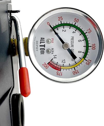 All Tool Depot H/D Pressure Switch 4 Ports 145-175 psi w/200 psi Pop Off Valve, 26AMP, 0-200 psi Side Gauge Color Coded in Saudi Arabia