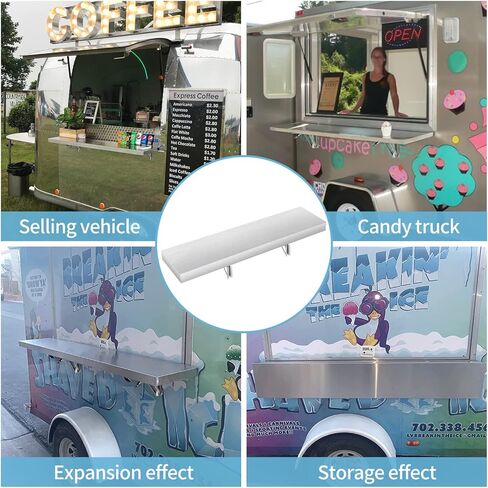 Concession Shelf- 48L x 12W Inch Stainless Steel Foldable Perfect for Food Truck, Trailer and Window Service in Kuwait