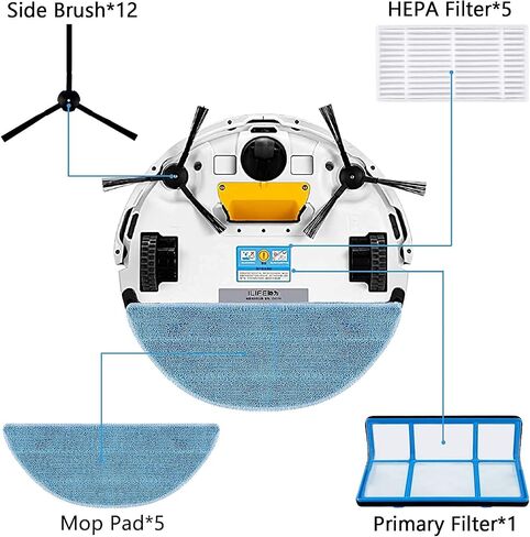KEEPOW 10 Pack HEPA Filters Replacement Compatible with ILIFE V3s V3s pro | V5 V5s V5s Pro V5s Pro 2 V5s Plus Robot Vacuum Cleaner in Kuwait