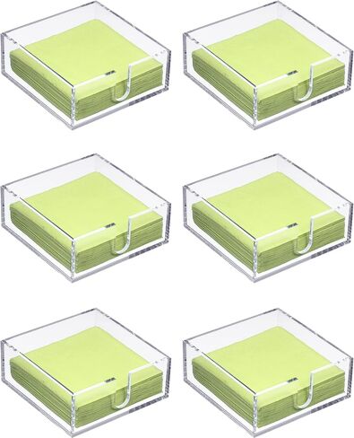 Acrylic Cocktail Napkin Holder for Table, Lucite Clear Beverage Napkin Holder Square Rectangle for Dinner, Kitchen, Bathroom, Restaurant, Bar (6 Pieces, 5.5 x 5.5 Inch) in Saudi Arabia