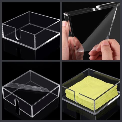 Acrylic Cocktail Napkin Holder for Table, Lucite Clear Beverage Napkin Holder Square Rectangle for Dinner, Kitchen, Bathroom, Restaurant, Bar (6 Pieces, 5.5 x 5.5 Inch) in Saudi Arabia