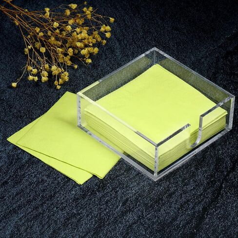 Acrylic Cocktail Napkin Holder for Table, Lucite Clear Beverage Napkin Holder Square Rectangle for Dinner, Kitchen, Bathroom, Restaurant, Bar (6 Pieces, 5.5 x 5.5 Inch) in Saudi Arabia