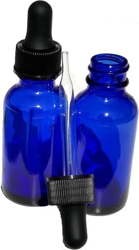 Dropper Stop® 1oz Cobalt Blue Glass Dropper Bottles (30mL) with Tapered Glass Droppers - Pack of 2 in Kuwait