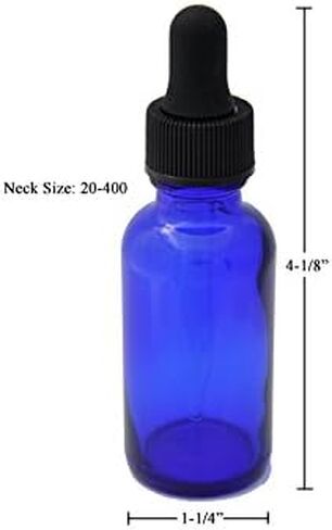 Dropper Stop® 1oz Cobalt Blue Glass Dropper Bottles (30mL) with Tapered Glass Droppers - Pack of 2 in Kuwait