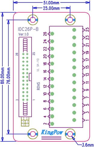 Molence IDC40 2x20 Pins 0.1 "لوحة القطع لرأس الذكور، موصل كتلة طرفية لتركيب السكك الحديدية C45 DIN لـ PLC MCU in Kuwait
