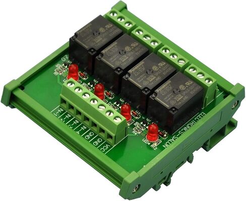 Electronics-Salon DIN Rail Mount 4 SPDT 10Amp Power Relay Interface Module, DC 24V Version. in Kuwait