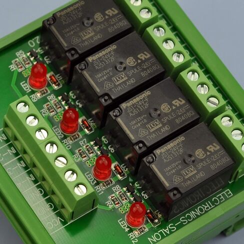 Electronics-Salon DIN Rail Mount 4 SPDT 10Amp Power Relay Interface Module, DC 24V Version. in Kuwait