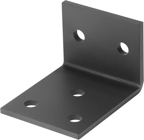 2 Pcs Black 4¾ Inches Heavy Duty L Right Angle Brackets, Steel Thickness 5mm, Bolt Holes Diameter 14mm, Max Load 180lb in Saudi Arabia