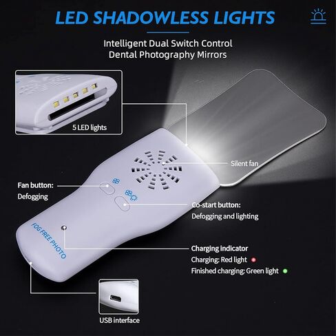 مرايا التصوير الفوتوغرافي للأسنان من Faruijie خالية من الضباب - عاكس للصور داخل الفم من جانبين ومروحة مرآة إطباقية من الفولاذ المقاوم للصدأ للأسنان مع 4 مرايا قابلة للتبديل in Kuwait