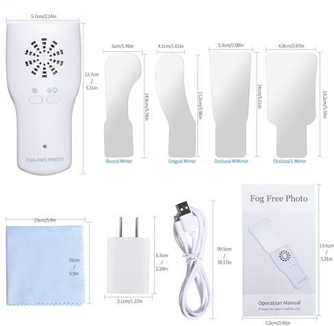 مرايا التصوير الفوتوغرافي للأسنان من Faruijie خالية من الضباب - عاكس للصور داخل الفم من جانبين ومروحة مرآة إطباقية من الفولاذ المقاوم للصدأ للأسنان مع 4 مرايا قابلة للتبديل in Kuwait