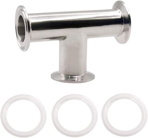 DERNORD Clamp Tee 3 طرق من الفولاذ المقاوم للصدأ 304 مع 3 حشوات من السيليكون تناسب مشبك ثلاثي 1.5 بوصة، تركيبات صحية أنبوب 38 مم (1.5 بوصة) in Kuwait