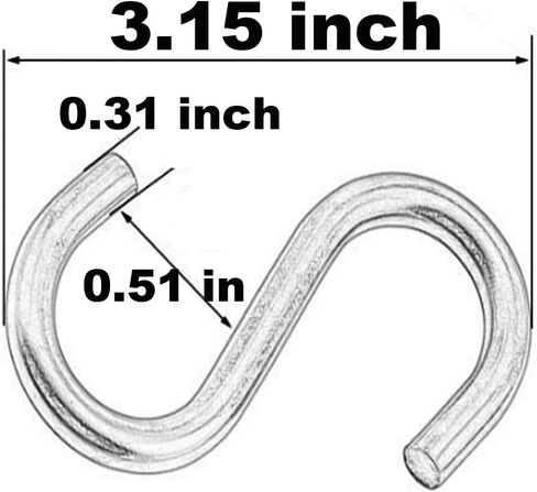 هوليس خطافات على شكل حرف S مقاس 3 انش على شكل حرف S متينة وثقيلة الاستخدام خطافات تعليق معدنية S (4 في كل عبوة) in Kuwait