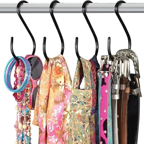 6-Inch Large S Hooks (Pack of 6), Non-Slip Vinyl Coated Black Hooks for Hanging Plants, Pots, Pans, Utensils, Tools, Jeans & Clothes, Outdoor/Indoor Rubber Coated Utility Hangers in Saudi Arabia