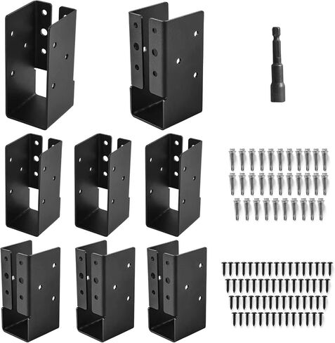 Concealed Joist Hangers, 4"x6" Outdoor Trim Concealed Flanges, Q235B Steel Powder Coated Concealed Mount Joist Hangers for 4"x6" Beam Swing… (4x6 4Pcs) in Kuwait