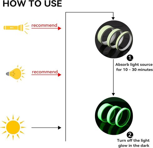 3 لفات تتوهج في الظلام، شريط مقاوم للماء، شريط فلورسنت قابل لإعادة الشحن ويدوم طويلاً، شريط مضاد للانزلاق، ملصق مضيء، شريط تحذيري متوهج لجدران الدرج، علامة خروج المرحلة in Kuwait