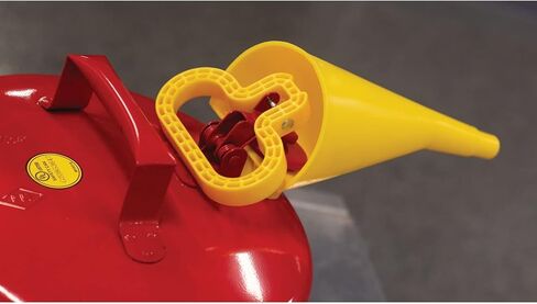 Eagle UI-50-FS Red Galvanized Steel Type I Gasoline Safety Can with Funnel, 5 gallon Capacity, 13.5" Height, 12.5" Diameter,Red/Yellow in Kuwait