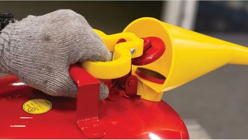 Eagle UI-50-FS Red Galvanized Steel Type I Gasoline Safety Can with Funnel, 5 gallon Capacity, 13.5" Height, 12.5" Diameter,Red/Yellow in Kuwait