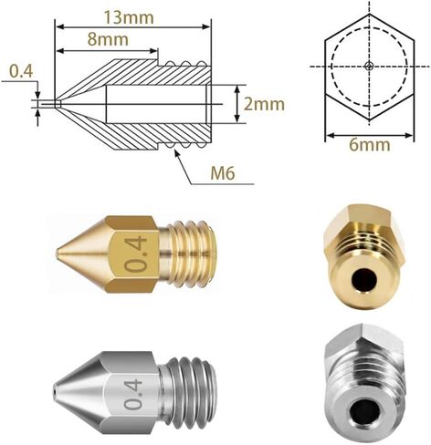 فوهات طابعة ثلاثية الأبعاد، 25 قطعة فوهة MK8 من الفولاذ المقوى، الفولاذ المقاوم للصدأ، فوهة نحاسية مقاومة لدرجات الحرارة العالية مع مجموعة أدوات تنظيف لسلسلة Makerbot Ender 3 / Ender 3Pro، CR-10 in Kuwait