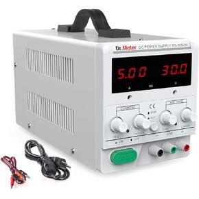 مصدر طاقة تيار مستمر، Dr.meter 30V 5A قابل للتعديل، مزود طاقة خطي منظم للتيار المستمر مع أسلاك تمساح و3 شاشات LED رقمية، مصدر طاقة متغير مع كابل أمريكي ذو 3 شقوق in Kuwait