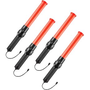 4 Pieces 16 Inch Red Signal Traffic Wand Traffic Directing Flashlights Strobe Baton Light Traffic Light Lamp with 2 Flashing Modes for Outdoor Camping Parking, Using 2 D-sized Batteries (Not Included) in Saudi Arabia