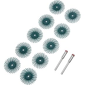 Mtsooning 10PCS Radial Bristle Disc, Detail Abrasive Brush Kit with 2 PCS 1.38inch Polisher Mandrel for Rotary Tools, Bristle Abrasive Buffing Wheel for Jewelry Wood Metal Cleaning & Polishing