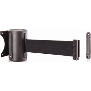 US Weight U2500 Crowd Control Wall Mount with 8' Black Retractable Belt with Safe Braking System and Locking Button