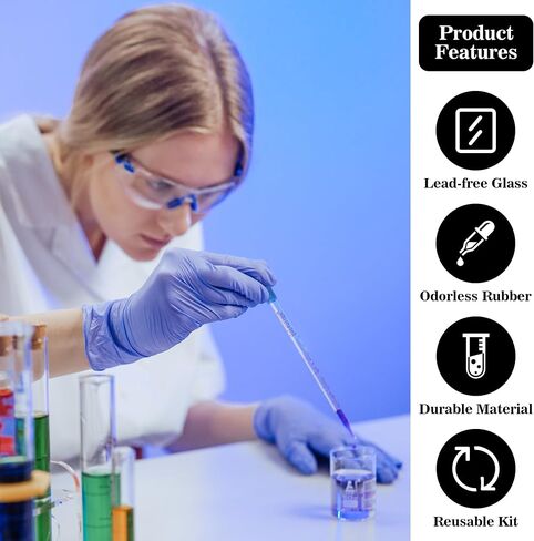 6Pcs Glass Pipettes Dropper, 1ml 2ml 3ml 5ml 10ml Graduated Liquid Dropper, with Rubber Bulb and Cleaning Brush, Transfer Pipettes for Essential Oil in Saudi Arabia