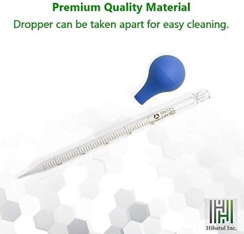 HIBATUL INC (عبوتان) قطارة طبية متدرجة من الزجاج، قطارة مختبر مع غطاء مطاطي أزرق ومقياس (10 مل (عبوتان)) in Kuwait