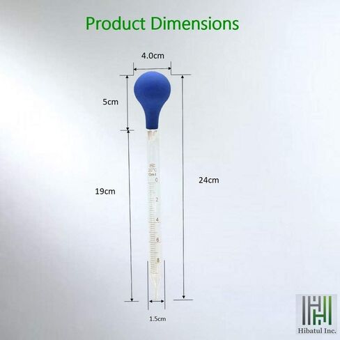 HIBATUL INC (عبوتان) قطارة طبية متدرجة من الزجاج، قطارة مختبر مع غطاء مطاطي أزرق ومقياس (10 مل (عبوتان)) in Kuwait