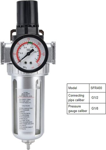 Compressed Air Filter Regulator Combo Water Pressure Regulator Air Compressor Water Separator for Air Filtration, Oil Water Separation (SFR200) in Saudi Arabia