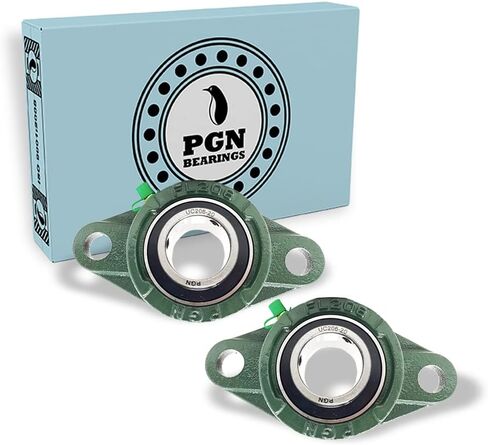 محمل كتلة الوسادة PGN UCFL206-20 - حزمة من 2 محامل كتلة وسادة مثبتة على شفة - محامل فولاذية من الكروم مع تجويف 1 1/4 بوصة - محاذاة ذاتية in Kuwait