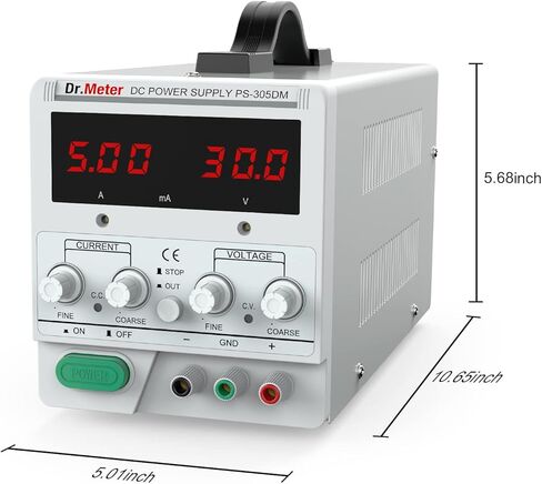 مصدر طاقة تيار مستمر، Dr.meter 30V 5A قابل للتعديل، مزود طاقة خطي منظم للتيار المستمر مع أسلاك تمساح و3 شاشات LED رقمية، مصدر طاقة متغير مع كابل أمريكي ذو 3 شقوق in Kuwait
