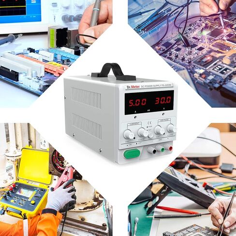 مصدر طاقة تيار مستمر، Dr.meter 30V 5A قابل للتعديل، مزود طاقة خطي منظم للتيار المستمر مع أسلاك تمساح و3 شاشات LED رقمية، مصدر طاقة متغير مع كابل أمريكي ذو 3 شقوق in Kuwait
