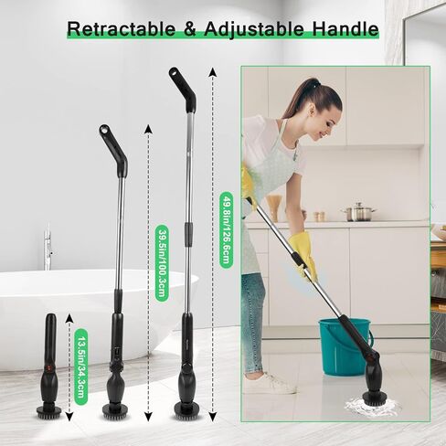 فرشاة تنظيف كهربائية دوارة، فرشاة تنظيف لاسلكية مع مقبض تحكم لاسلكي قابل للتعديل، رؤوس فرشاة مخصصة قابلة لإعادة الاستخدام وقابلة للاستبدال لتنظيف أرضية السيارة والحمام والمطبخ، وقت عمل 120 دقيقة in Kuwait