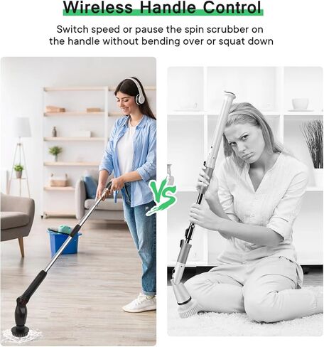 فرشاة تنظيف كهربائية دوارة، فرشاة تنظيف لاسلكية مع مقبض تحكم لاسلكي قابل للتعديل، رؤوس فرشاة مخصصة قابلة لإعادة الاستخدام وقابلة للاستبدال لتنظيف أرضية السيارة والحمام والمطبخ، وقت عمل 120 دقيقة in Kuwait