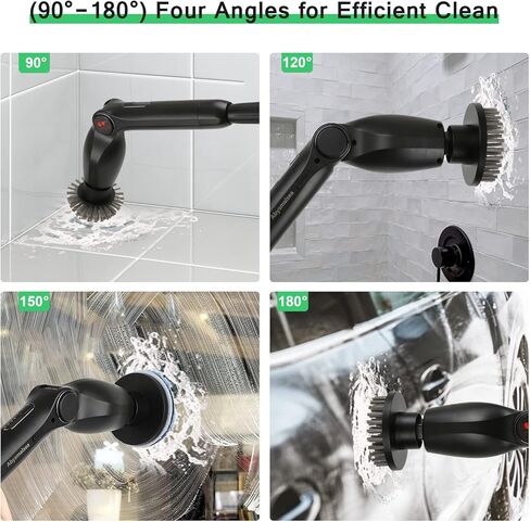 فرشاة تنظيف كهربائية دوارة، فرشاة تنظيف لاسلكية مع مقبض تحكم لاسلكي قابل للتعديل، رؤوس فرشاة مخصصة قابلة لإعادة الاستخدام وقابلة للاستبدال لتنظيف أرضية السيارة والحمام والمطبخ، وقت عمل 120 دقيقة in Kuwait