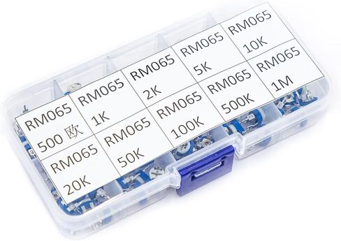 Aueabc RM065 مجموعة مقاومات الجهد القابلة للتعديل 10 قيم 100 قطعة 500 أوم- 1 متر أوم مجموعة مقياس الجهد متعدد الدوران مقاومات متغيرة in Kuwait
