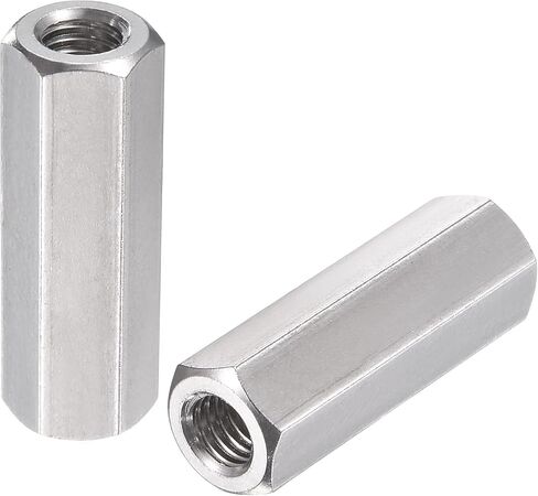 Uxcell M6 x 1.0-Pitch 10mm Length 304 صامولة توصيل سداسية مترية من الفولاذ المقاوم للصدأ، 5 عبوات in Kuwait