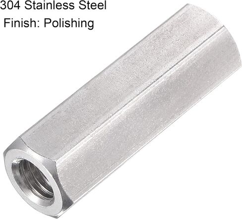 Uxcell M6 x 1.0-Pitch 10mm Length 304 صامولة توصيل سداسية مترية من الفولاذ المقاوم للصدأ، 5 عبوات in Kuwait