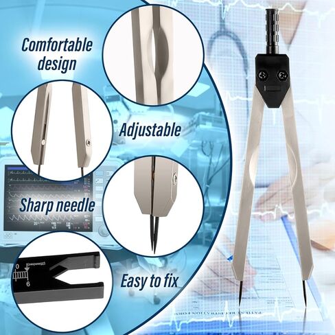أداة قياس الفرجار Thinp EKG ECG الفرجار مع مسطرة مقسم الفرجار الأسود للممرضة أو الطبيب قياس مخططات القلب الكهربائية in Kuwait