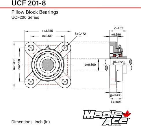MAPLE ACE UCF201-8 Flange Bearing 1/2" Bore 4-Bolt Solid (2Pcs) in Saudi Arabia