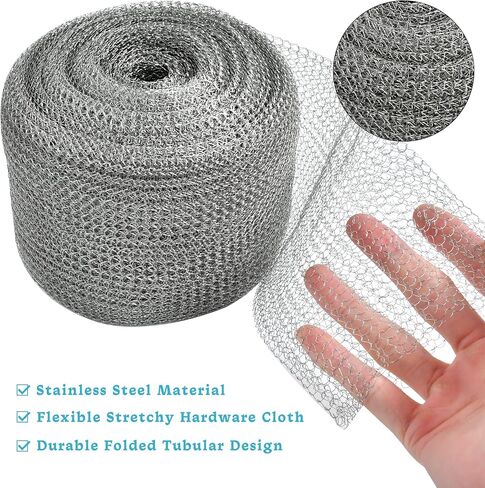 بكرة شبكية من الفولاذ المقاوم للصدأ من Akamino، مانع أسلاك تعبئة معدنية بطول 10.16 سم × 50 قدم للفتحة DIY in Kuwait