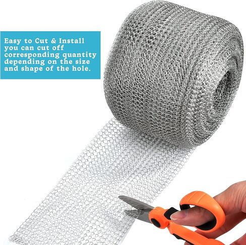 بكرة شبكية من الفولاذ المقاوم للصدأ من Akamino، مانع أسلاك تعبئة معدنية بطول 10.16 سم × 50 قدم للفتحة DIY in Kuwait