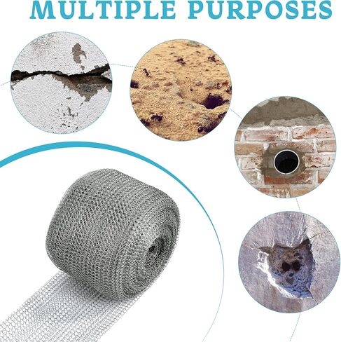 بكرة شبكية من الفولاذ المقاوم للصدأ من Akamino، مانع أسلاك تعبئة معدنية بطول 10.16 سم × 50 قدم للفتحة DIY in Kuwait