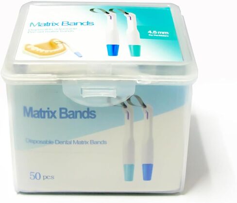 أربطة مصفوفة الأسنان 50 قطعة نظام مصفوفات معدنية 4.5 مم مع مثبت قابل للتعديل لترميم الأسنان in Kuwait
