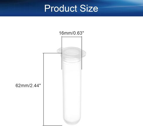 Bettomshin 200 قطعة 7 مل من أنابيب الطرد المركزي ذات القاعدة المستديرة، مع غطاء كبس، حاويات تخزين أنابيب اختبار الطرد المركزي البلاستيكية الصغيرة الشفافة لمختبر العلوم وخرز النبات وملح الاستحمام in Kuwait